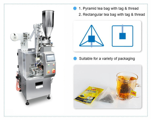 Sachet à thé automatique de la machine 10g d'emballage alimentaire de filtre en nylon de pyramide avec l'étiquette de ficelle